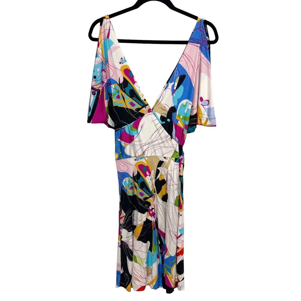 DIANE VON FURSTENBURG Women's WRAP DRESS Multicolor COLD SHOULDER Size LARGE